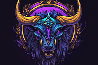 create unique fantasy cyberpunk horror logo for games