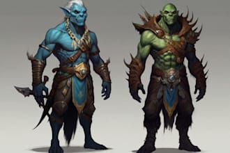design dnd fantasy character, pfp creatures and monster concept art