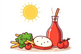 draw food in vector cartoon illustration from photo