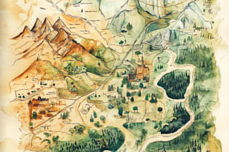 create a detailed watercolor map illustration