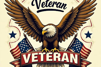 design high quality vintage eagle veteran logo with fastest delivery