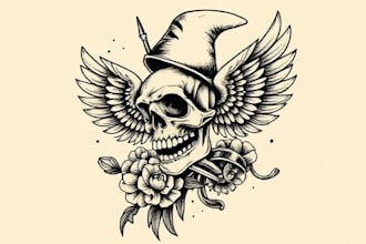 create any design in old school tattoo style