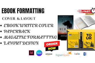 upload, format books, ebook and manuscripts for amazon KDP, lulu and ingramspark