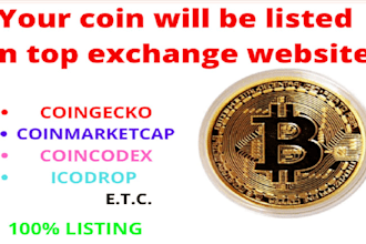 easily get your token or coin listed on coinmarketcap coingecko cex and dex