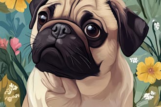 draw your pet portrait in disney style cartoon illustration
