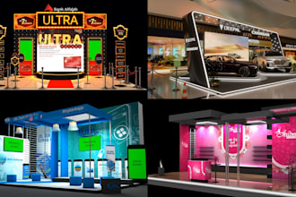 do 3d exhibition stalls, booth, kiosk, stand designs