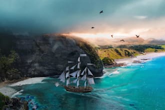 illustrate environments, landscapes, board game, concept art