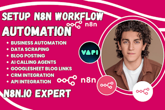 be your n8n expert, and set up n8n automation, n8n workflow automation and api