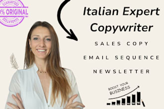 be your italian expert copywriter for sales copy, email sequence and newsletter