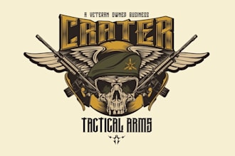 design a bold tactical arms logo for your gun or defense brand