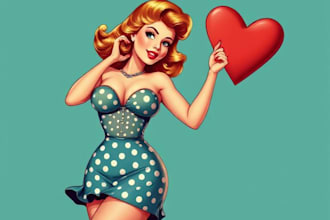 draw a pin up girl and pin up girl illustration