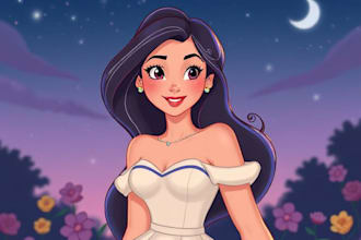 draw a gorgeous disney style cartoon portrait