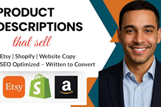 write SEO web, esty and shopify product descriptions