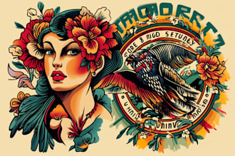 create any design in old school tattoo style