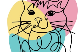 draw one line art of your lovely pet specially for you