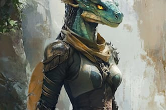 draw dnd character art illustration, dnd party, fantasy, game art