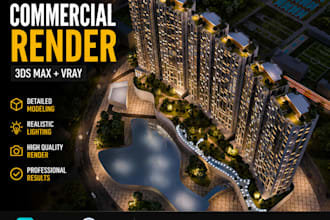 do commercial building render, exterior render and 3d modeling in 3ds max