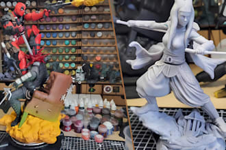 3d print and paint custom miniatures, warhammer, dnd, dioramas, statues, busts