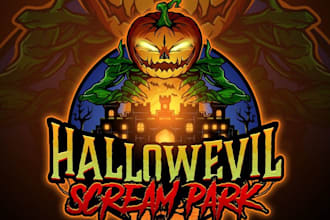 design professional skull halloween logo for your business