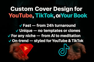 design a custom cover for youtube, tiktok, or your book