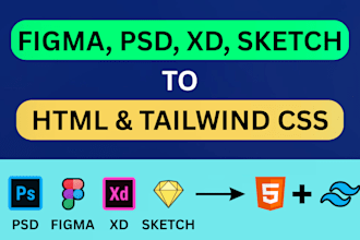 convert figma to html, psd to html, xd to html responsive