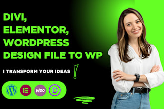 build a wordpress website with divi or elementor, or convert figma,xd,PSD to wp