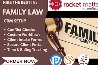 setup family law CRM mycase actionstep smokeball rocket matter abacuslaw cliocrm