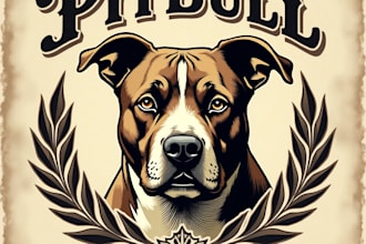design high quality pitbull vintage logo with unlimited revision