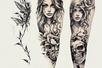 create unique custom tattoo any tattoo design, tattoo artist