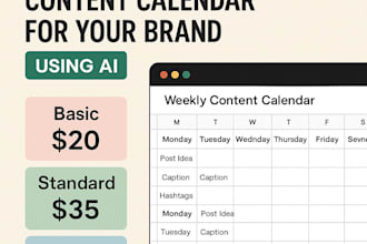 create a weekly content calendar for your brand using ai