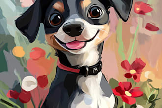 design a custom disney pet portrait illustration