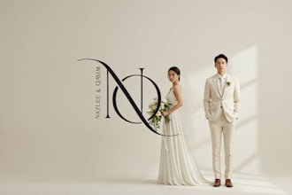 create beautiful initials,monogram and highly minimal wedding logo in 24hr