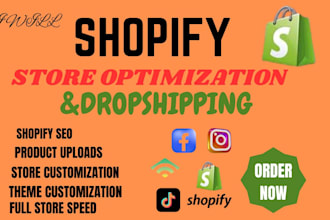 promote shopify dropshipping store  speed design shopify website sales marketing