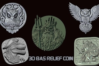 design 3d coin, cnc bas relief, medalion or stl model for printing and engraving