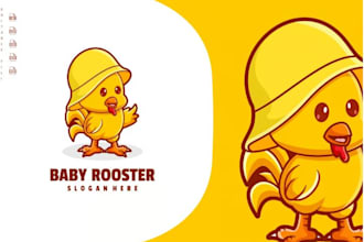do clean baby rooster character cartoon mascot logo