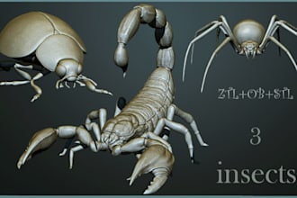 do 3d animal character, 3d print, flexi toy, 3d character design, 3d toy