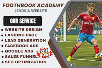 design football academy website, soccer academy website, footballer website