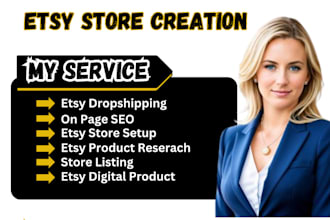 do etsy store creation, products listing, etsy pod , etsy digital product, seo