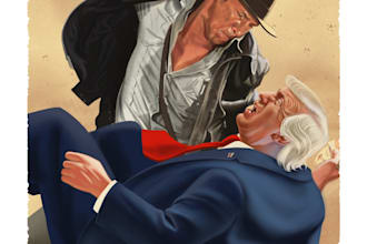 draw an amazing political cartoon and caricature