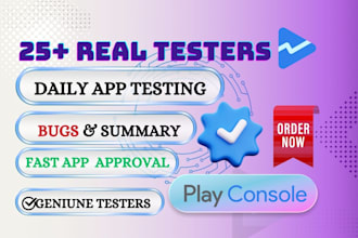 provide real 12 testers or 20 testers for google play console closed testing