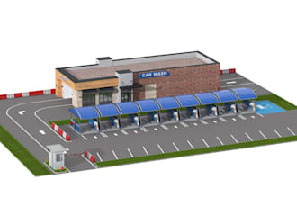 create realistic 3d models and renders for car wash and auto service facility
