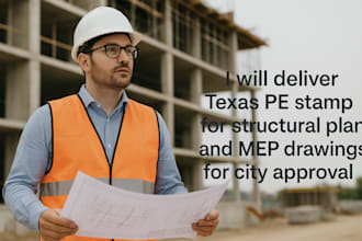 deliver texas pe stamp for structural plans and mep drawing for permit approval