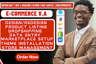 do product listing, set up opencart, big cartel, bigcommerce ecwid wix amazon