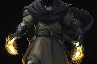 draw custom freehand illustrations dnd dark character