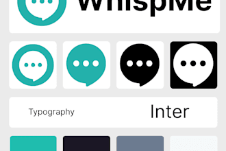 create a unique app and tech logo, plus color palette and fonts