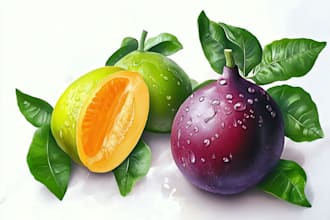 illustrate fruit, plant, or anything in digital watercolor