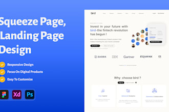 do a modern squeeze page or landing page design for your business