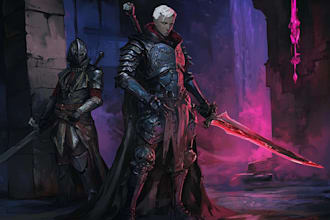 draw artwork for cover book, dnd, and card game