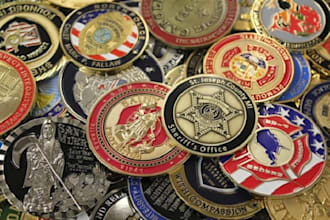 design 3d printable cryptocurrency, military, and custom sculpted challenge coin
