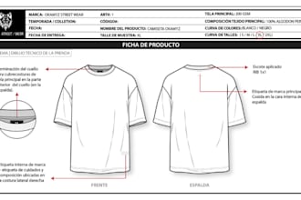 design fashion apparel tech pack for t shirt and activewear tech pack